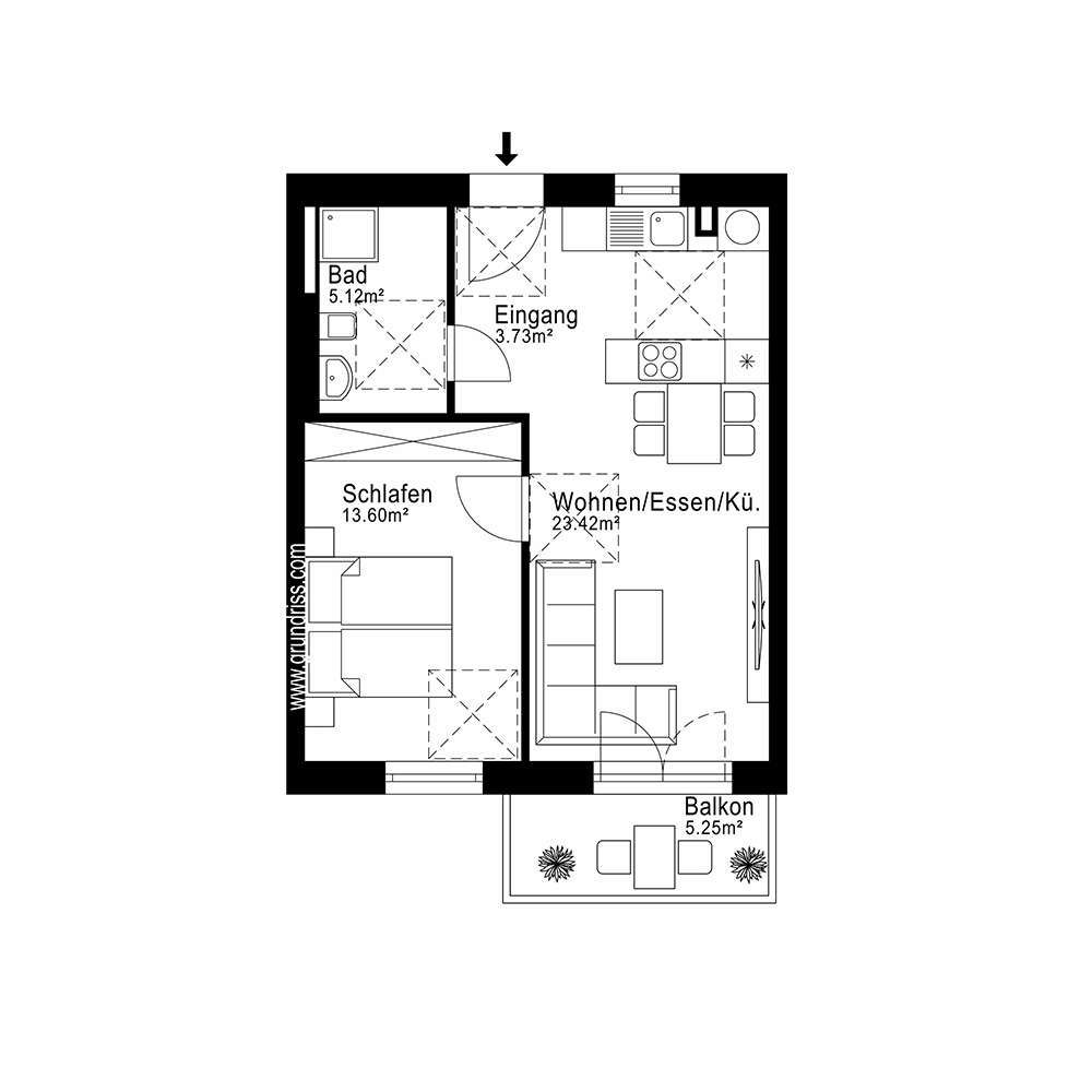 Grundriss Wohnung 1