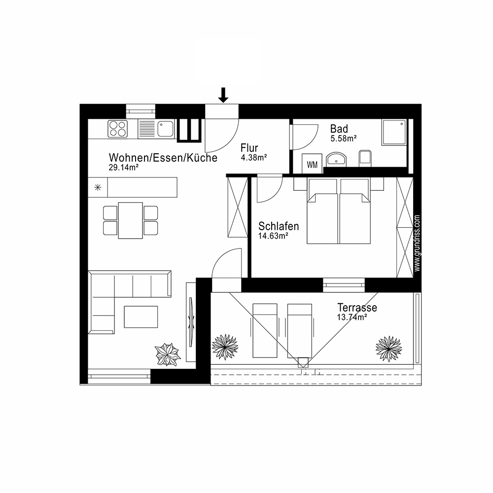Grundriss Wohnung 1